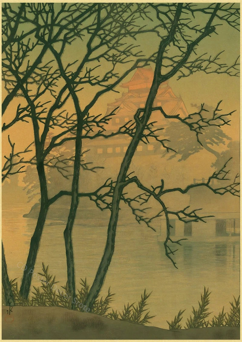 Japanese Vintage Landscapes Posters Traditional Scenery Retro Prints Art Wall Paintings Room Home Bar Restaurant Decor Picture