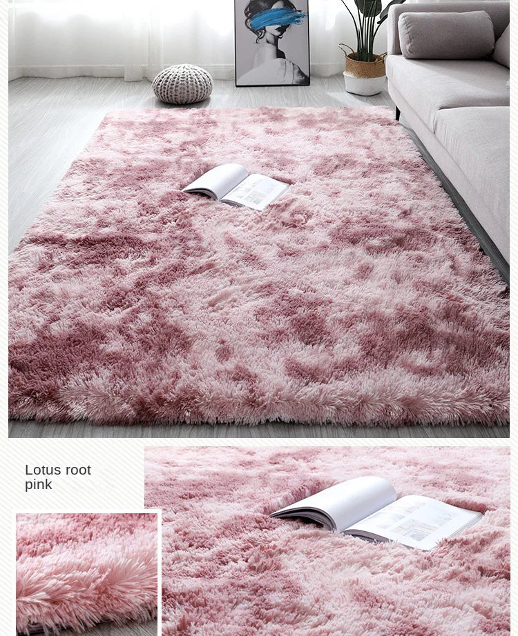 Machine Washable Shaggy Rug for Bedroom - Grey Fluffy Soft Area Carpet with Non-Slip Design