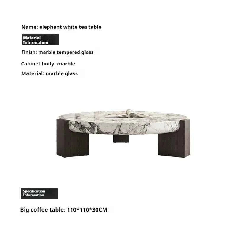 Luxury round Top Coffee Table in 100% Pure Calacatta Viola Marble with Black Marquina Marble Legs for Home Living Room