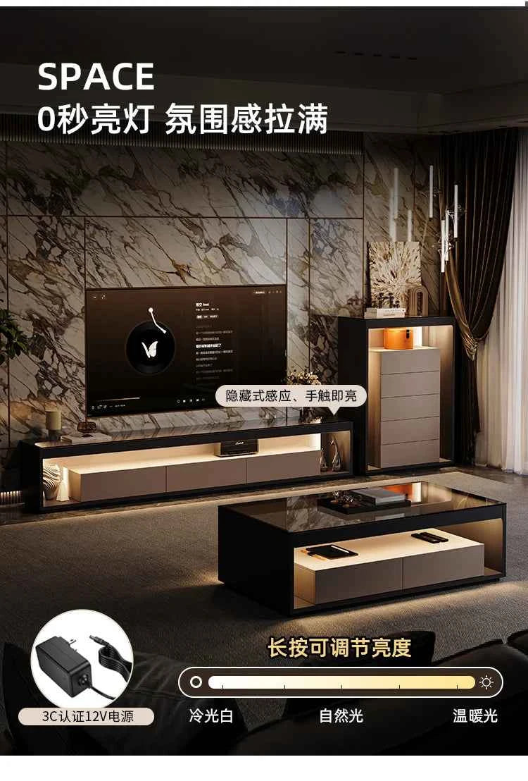 Glas Transparent Tv Table Cabinet Storage Luxury Floor Modern Tv Table Entertainment Center Meuble Television Salon Furnitures