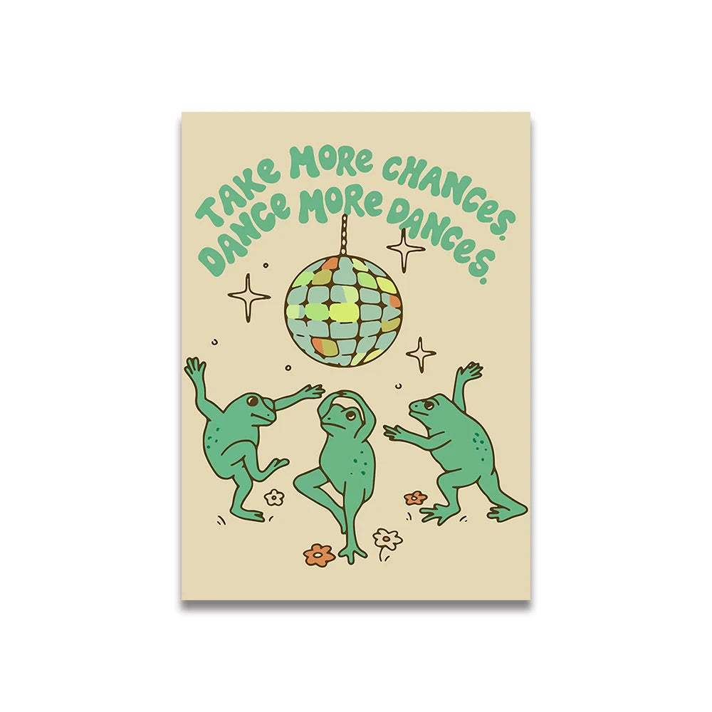 Simplicity Vintage Pink Canvas Wall Art - Cartoon Print Posters for Home Decor, Living Room & Bedroom