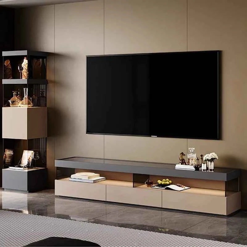 Glas Transparent Tv Table Cabinet Storage Luxury Floor Modern Tv Table Entertainment Center Meuble Television Salon Furnitures