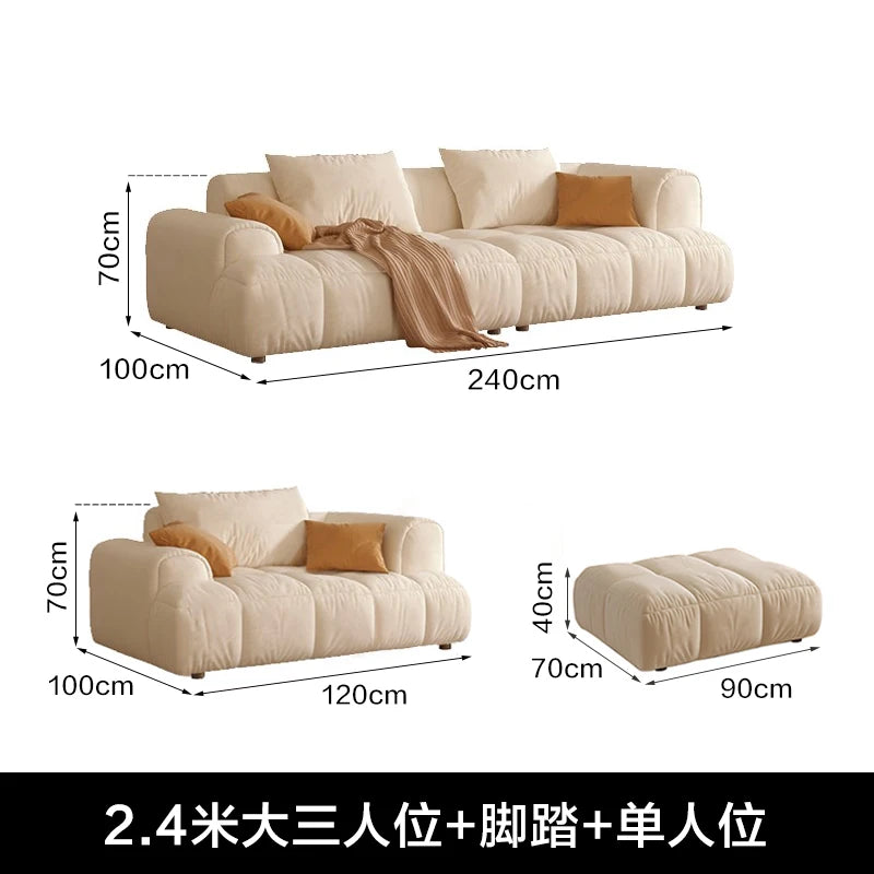 Nordic Minimalist Sofa 2 Seater Pillows Family Apartment Romantic Foot Stool Canape Living Room Furniture