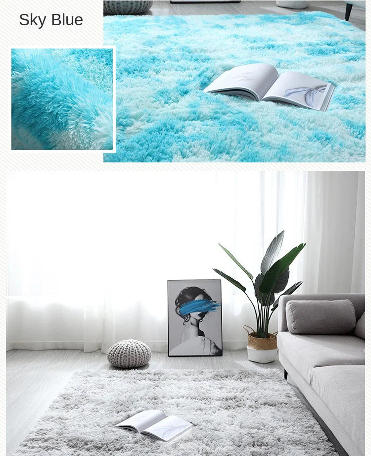 Machine Washable Shaggy Rug for Bedroom - Grey Fluffy Soft Area Carpet with Non-Slip Design
