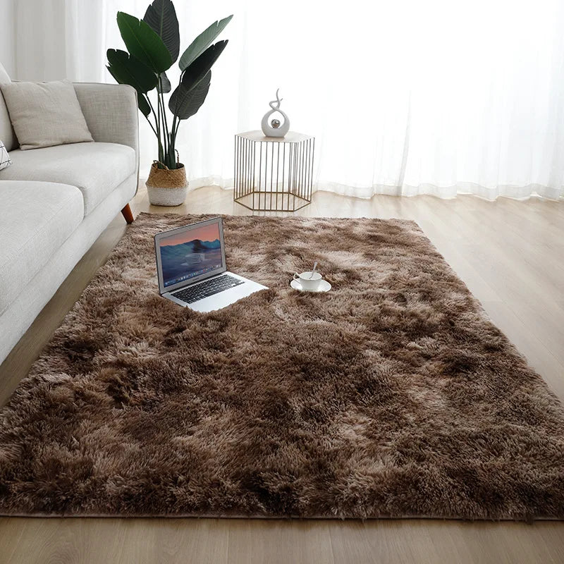 Machine Washable Shaggy Rug for Bedroom - Grey Fluffy Soft Area Carpet with Non-Slip Design