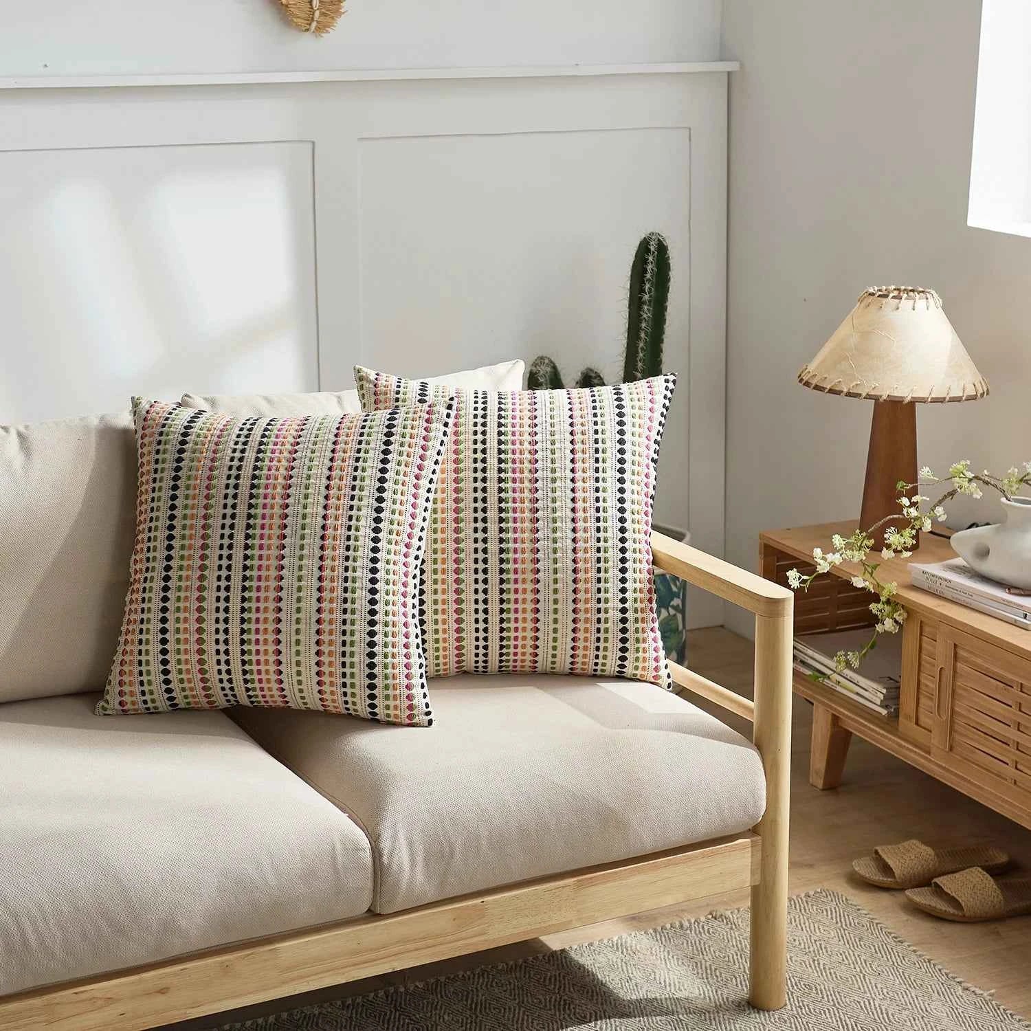 1pc modern Nordic style yarn-dyed polka dot pillow case, suitable for bedroom, sofa, car, pillow case, no core