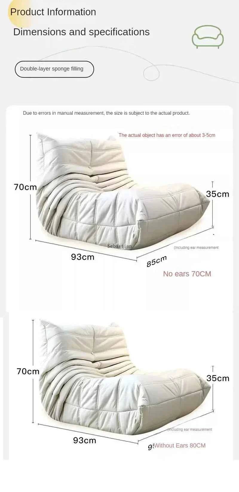 Caterpillar Velvet Sofa - Comfortable Lounge Chair for Small House Living Room, Bedroom, Store, and Balcony