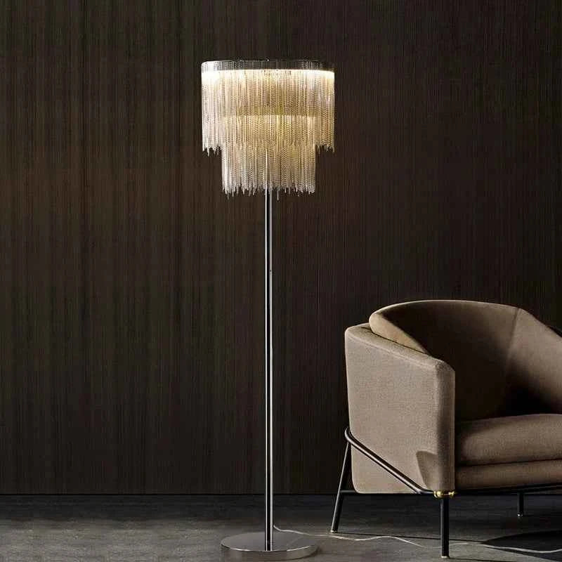 New Tassel Floor Lamp Living Room Bedside Light Luxury Bedroom Vertical Table Lamp Nordic Postmodern Simple Sofa Corner Art Lamp