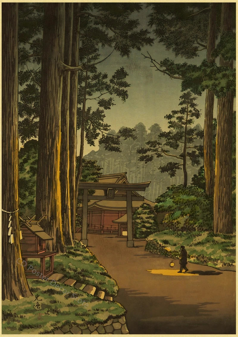 Japanese Vintage Landscapes Posters Traditional Scenery Retro Prints Art Wall Paintings Room Home Bar Restaurant Decor Picture