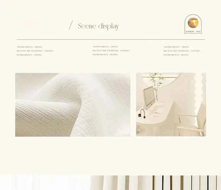 French Chenille Cream White Velvet Curtain Modern Simple Blackout Curtains for Living Dining room Bedroom Tulle Customization