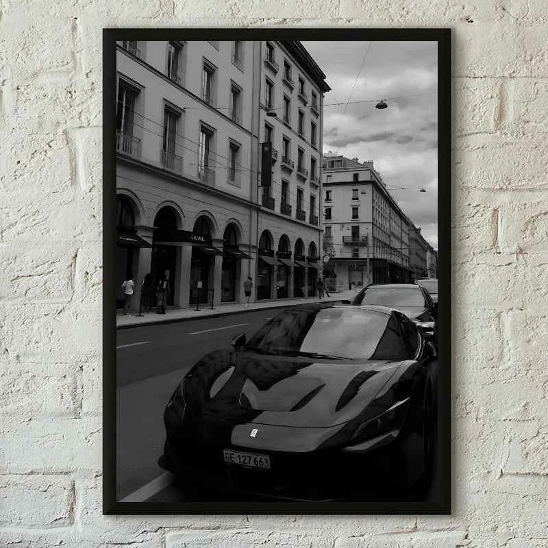 1PC Black And White Luxury Car Art Poster Poster Paper Print Home Living Room Bedroom Entrance Bar Cafe Art Painting Decoration