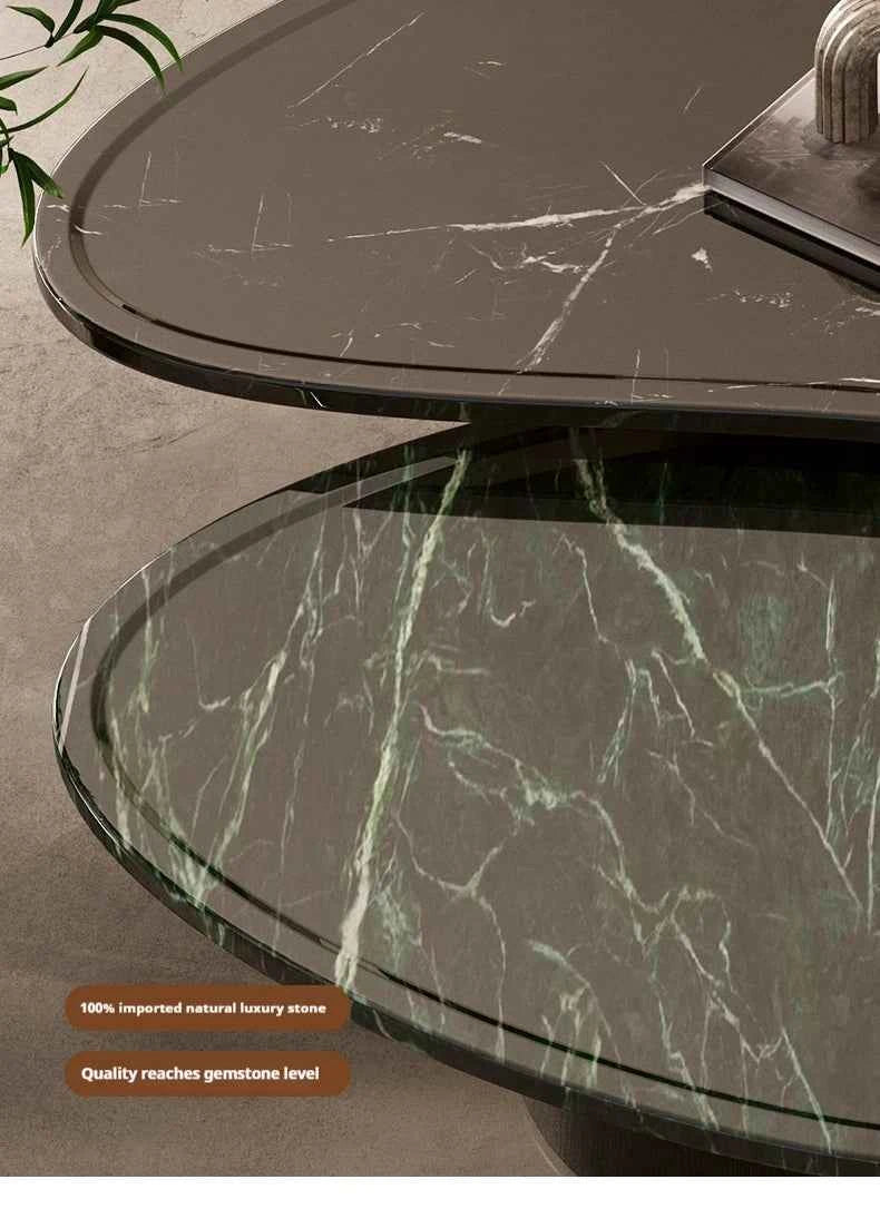 Luxury Marble Coffee Table - Italian Designer Natural Stone Tea Table in Artistic Freeform Shape for Modern Living Room