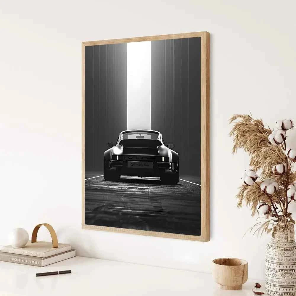 1PC Black And White Luxury Car Art Poster Poster Paper Print Home Living Room Bedroom Entrance Bar Cafe Art Painting Decoration