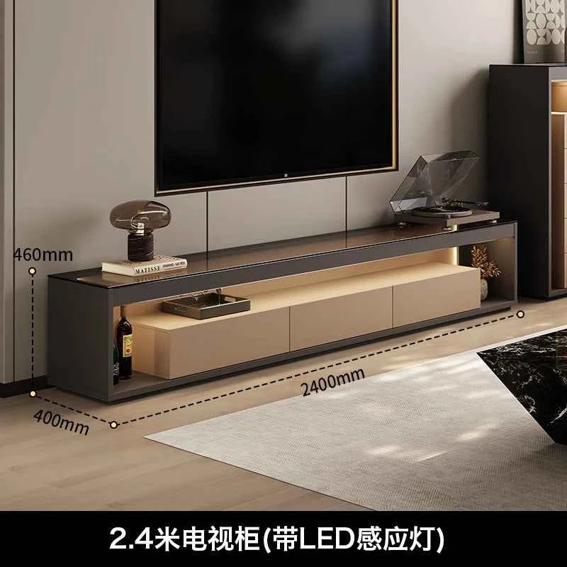 Glas Transparent Tv Table Cabinet Storage Luxury Floor Modern Tv Table Entertainment Center Meuble Television Salon Furnitures