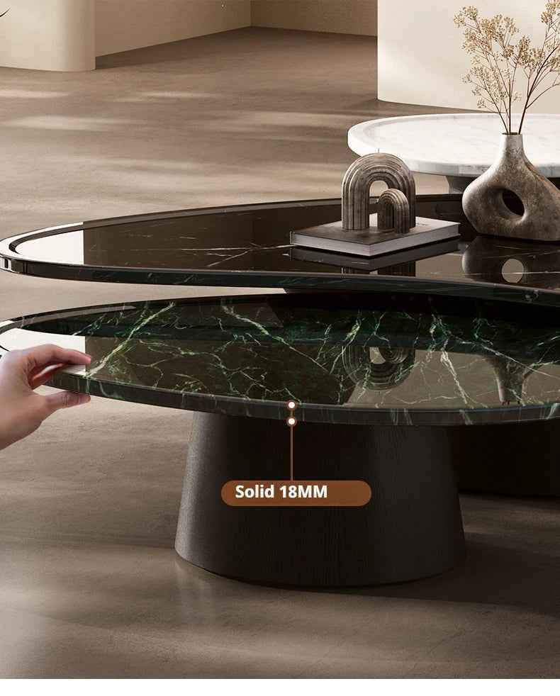 Luxury Marble Coffee Table - Italian Designer Natural Stone Tea Table in Artistic Freeform Shape for Modern Living Room