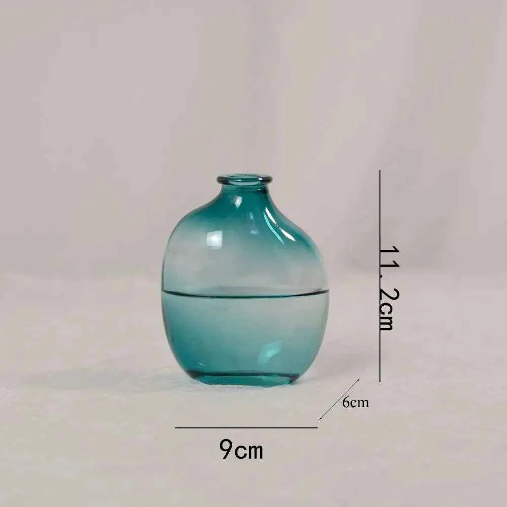 Fashion Retro Flower Vase Glass Mini Irregular Flower Arranger Gradient Color Home Decoration Accessories
