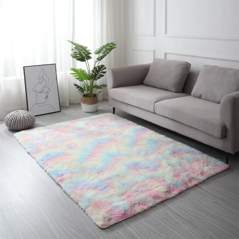 Machine Washable Shaggy Rug for Bedroom - Grey Fluffy Soft Area Carpet with Non-Slip Design