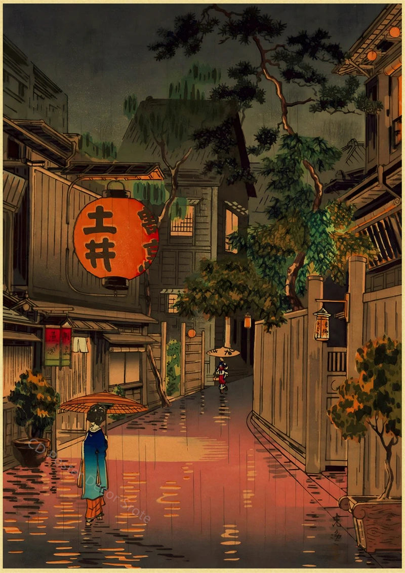 Japanese Vintage Landscapes Posters Traditional Scenery Retro Prints Art Wall Paintings Room Home Bar Restaurant Decor Picture