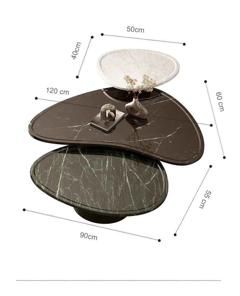 Luxury Marble Coffee Table - Italian Designer Natural Stone Tea Table in Artistic Freeform Shape for Modern Living Room