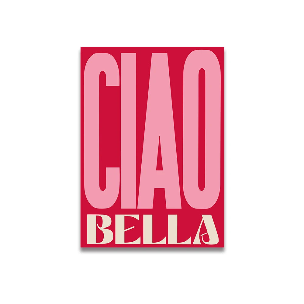 Simplicity Vintage Pink Canvas Wall Art - Cartoon Print Posters for Home Decor, Living Room & Bedroom