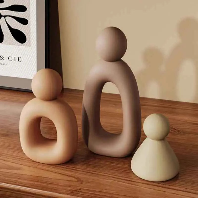Simple Family Statue Modern Style Home Decor Hollow Sculpture Nordic Living Room Ornaments Bedroom Decoration Figurines Gift