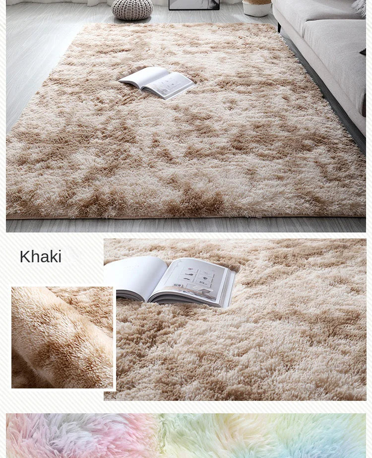 Machine Washable Shaggy Rug for Bedroom - Grey Fluffy Soft Area Carpet with Non-Slip Design