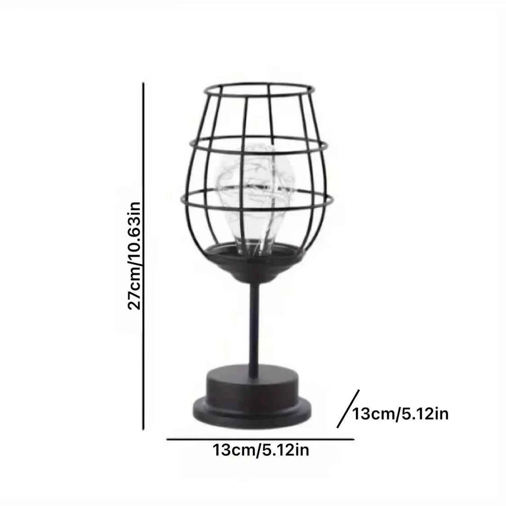 1PC Indoor Iron Wire Cage Design Night Light,Battery-Powered LED Lamp, Decorative Table Lighting for Bedroom, Living Room