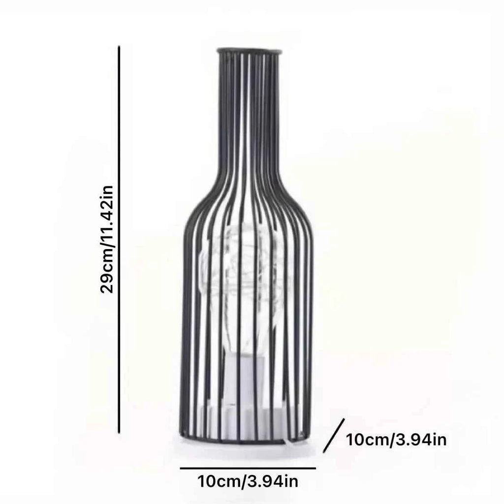 1PC Indoor Iron Wire Cage Design Night Light,Battery-Powered LED Lamp, Decorative Table Lighting for Bedroom, Living Room