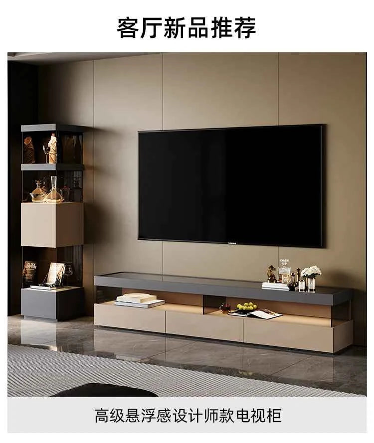Glas Transparent Tv Table Cabinet Storage Luxury Floor Modern Tv Table Entertainment Center Meuble Television Salon Furnitures