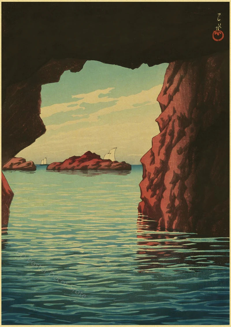 Japanese Vintage Landscapes Posters Traditional Scenery Retro Prints Art Wall Paintings Room Home Bar Restaurant Decor Picture