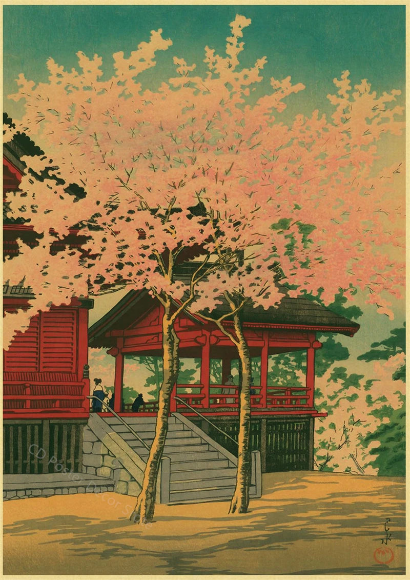 Japanese Vintage Landscapes Posters Traditional Scenery Retro Prints Art Wall Paintings Room Home Bar Restaurant Decor Picture