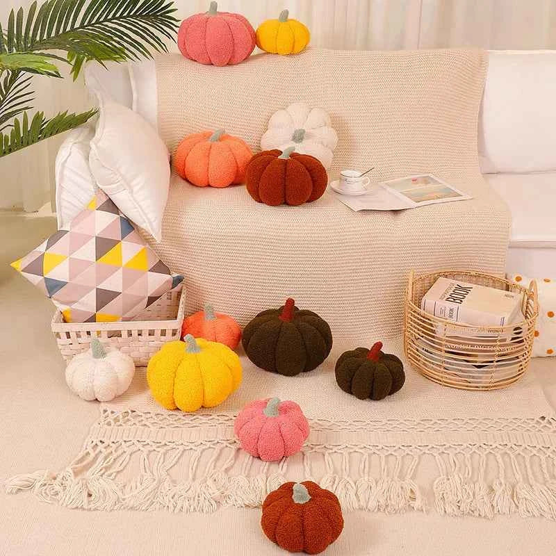 Thanksgiving Pumpkin Pillow, 3D Pumpkin Shaped Pillow Plush Pillow Decorative Pumpkin Throw Pillows for Autumn Fall Bedroom Sofa