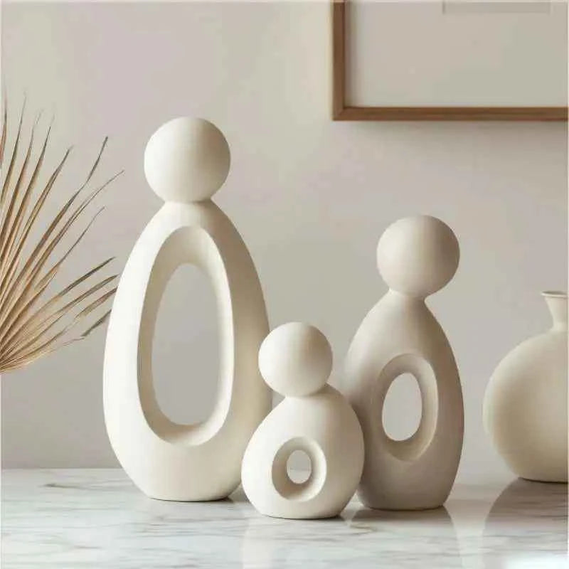 Simple Family Statue Modern Style Home Decor Hollow Sculpture Nordic Living Room Ornaments Bedroom Decoration Figurines Gift