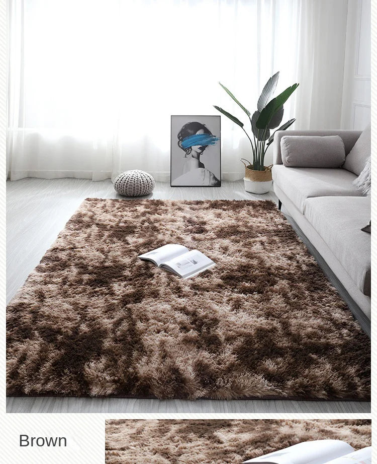 Machine Washable Shaggy Rug for Bedroom - Grey Fluffy Soft Area Carpet with Non-Slip Design