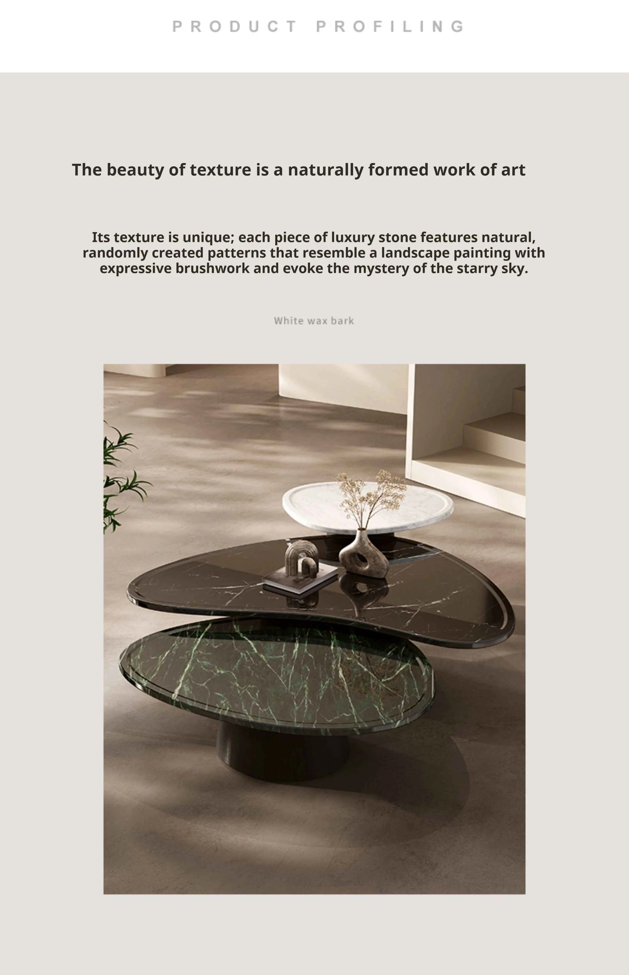 Luxury Marble Coffee Table - Italian Designer Natural Stone Tea Table in Artistic Freeform Shape for Modern Living Room