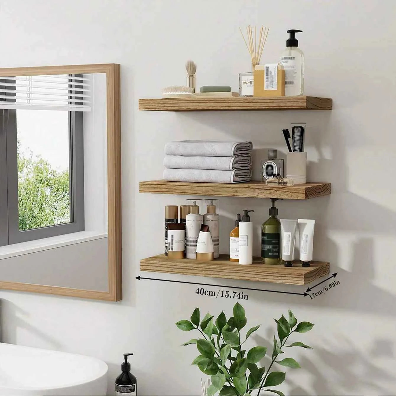 Wooden Floating Wall Shelf Art Storage Rack Rustic Wood Shelves For Wall Storage Wall Hanging Shelf Bedroom Home Decorations 1PC