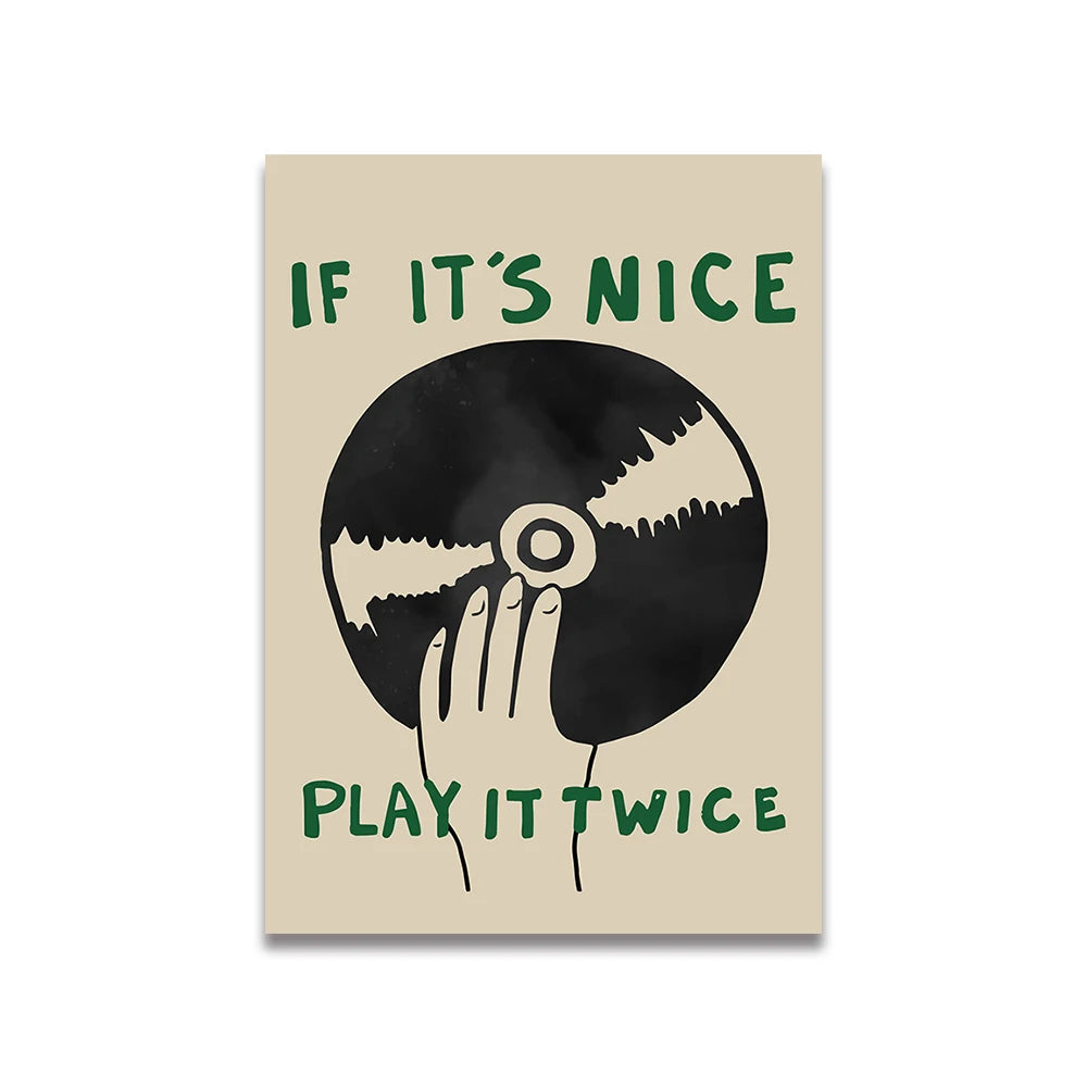 Simplicity Vintage Pink Canvas Wall Art - Cartoon Print Posters for Home Decor, Living Room & Bedroom