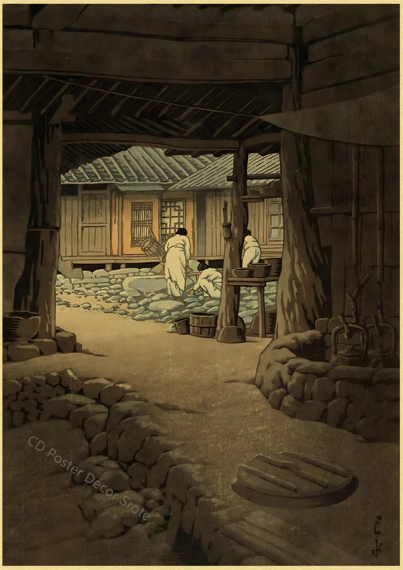 Japanese Vintage Landscapes Posters Traditional Scenery Retro Prints Art Wall Paintings Room Home Bar Restaurant Decor Picture