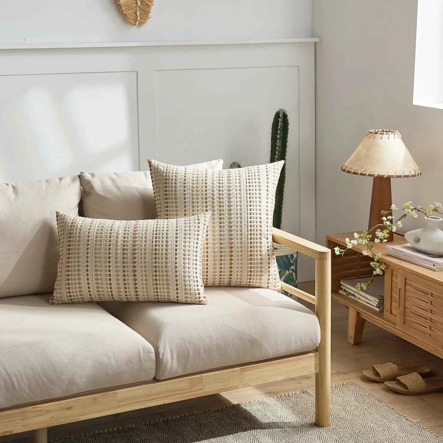 1pc modern Nordic style yarn-dyed polka dot pillow case, suitable for bedroom, sofa, car, pillow case, no core