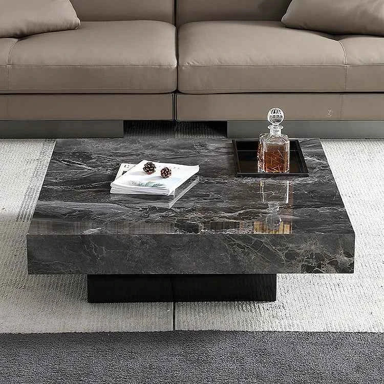 Living room furniture Italian design square coffee table light luxury marble coffee table stainless steel base coffee table
