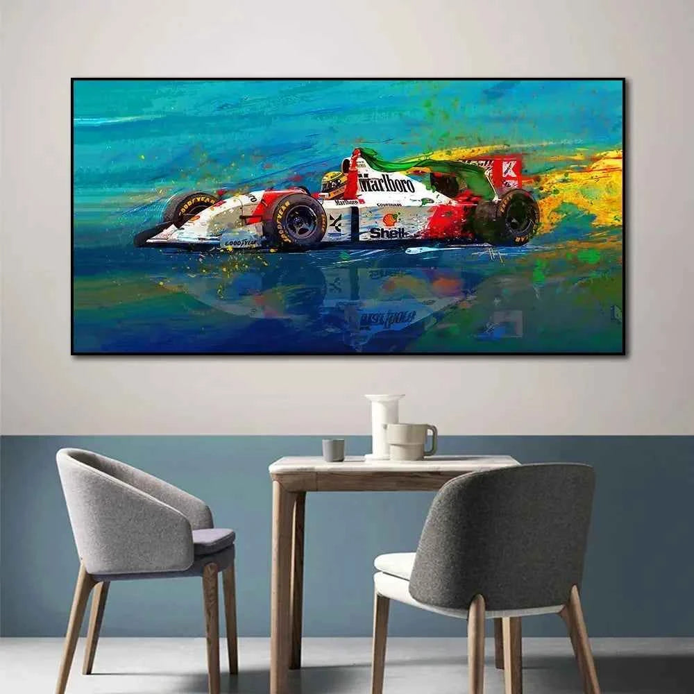 Modern Simple , Wall Art , Ayrton Senna F1 Racing Legend HD Canvas Printed Poster , Home Living Room Bedroom Decoration