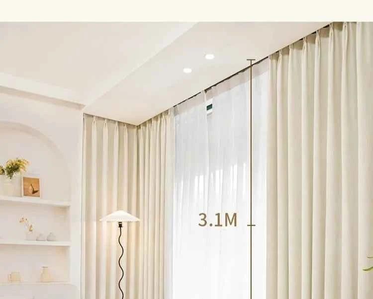 French Chenille Cream White Velvet Curtain Modern Simple Blackout Curtains for Living Dining room Bedroom Tulle Customization