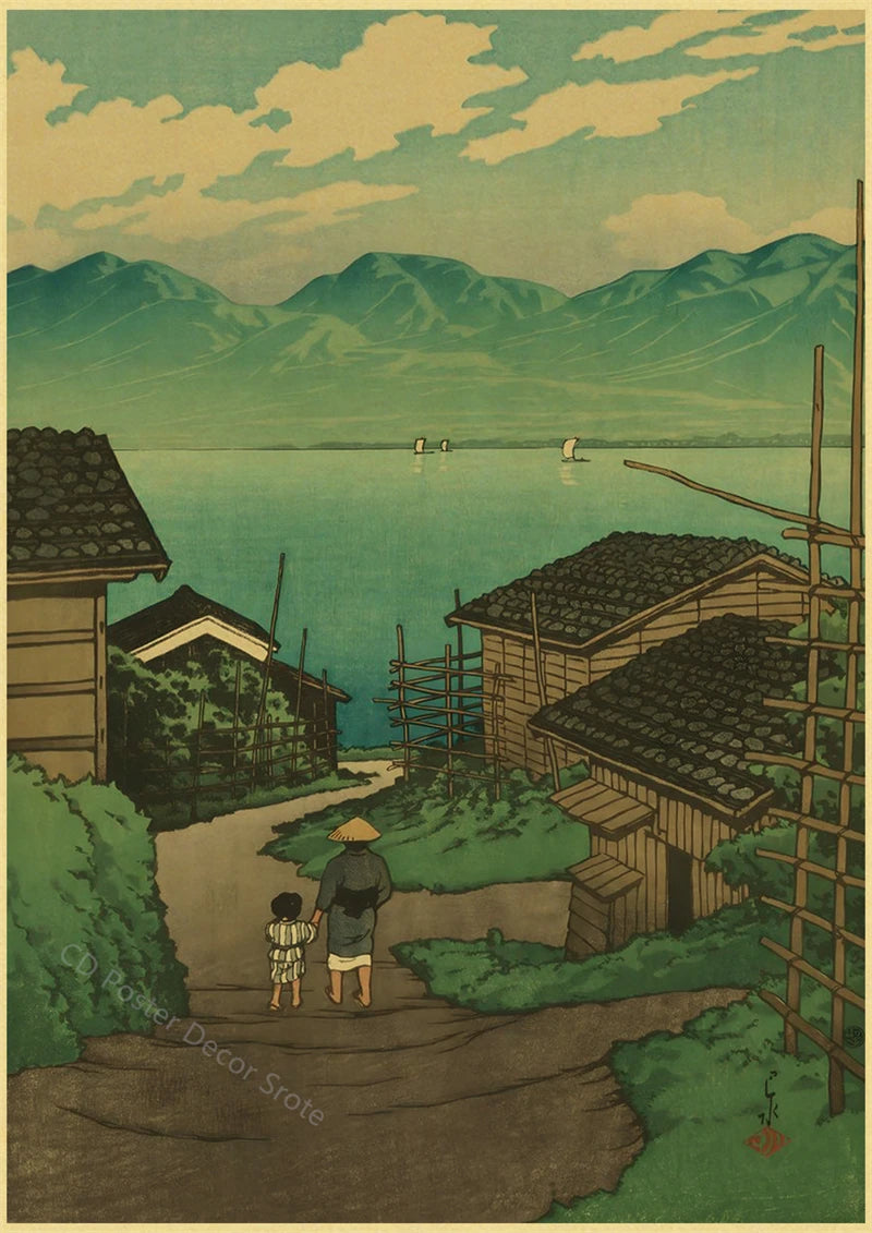 Japanese Vintage Landscapes Posters Traditional Scenery Retro Prints Art Wall Paintings Room Home Bar Restaurant Decor Picture