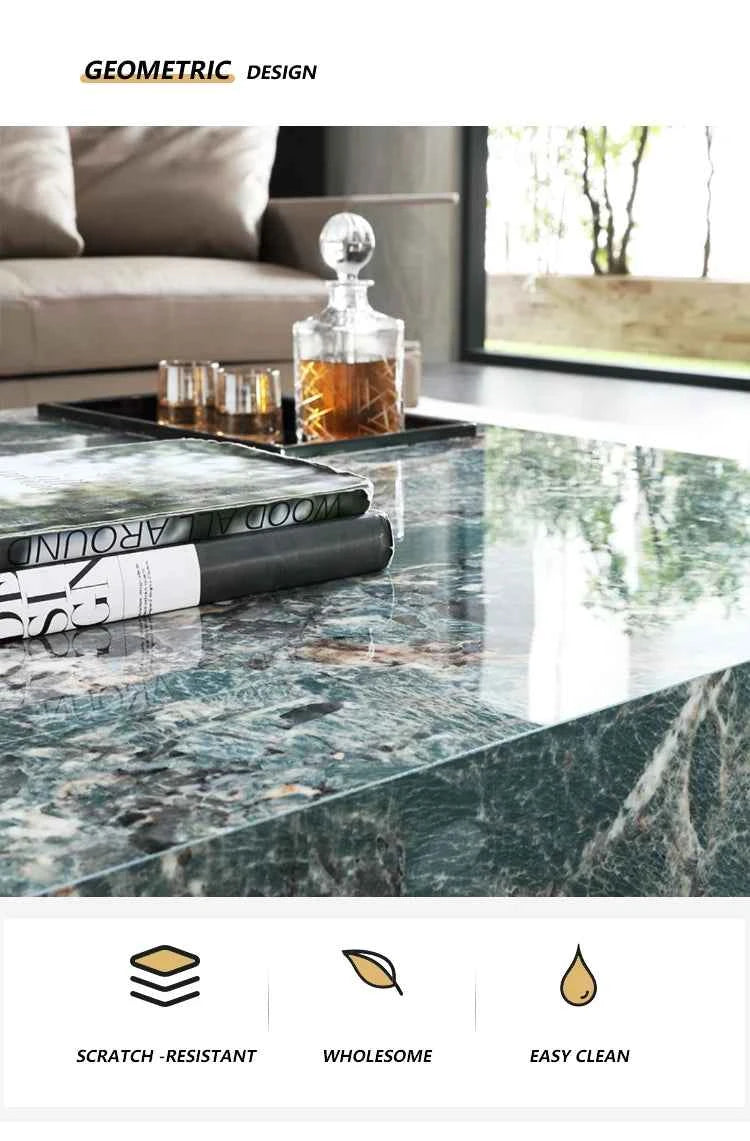 Living room furniture Italian design square coffee table light luxury marble coffee table stainless steel base coffee table