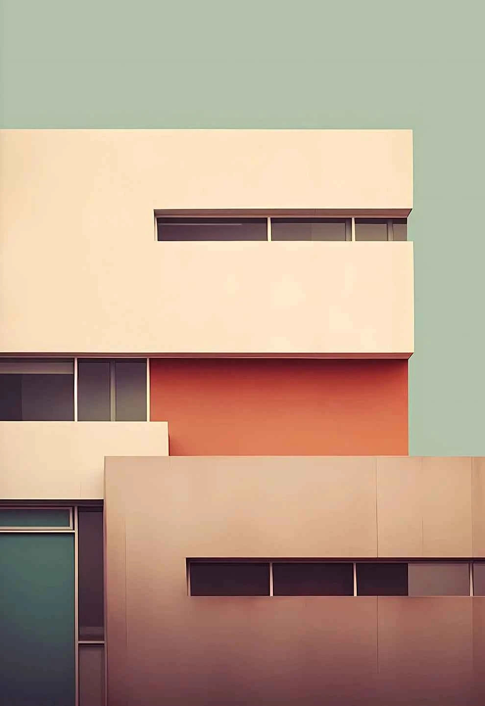 Fallingwater House Poster - Minimalist Bauhaus Classic Architecture Canvas Painting Wall Art for Living Home Decor