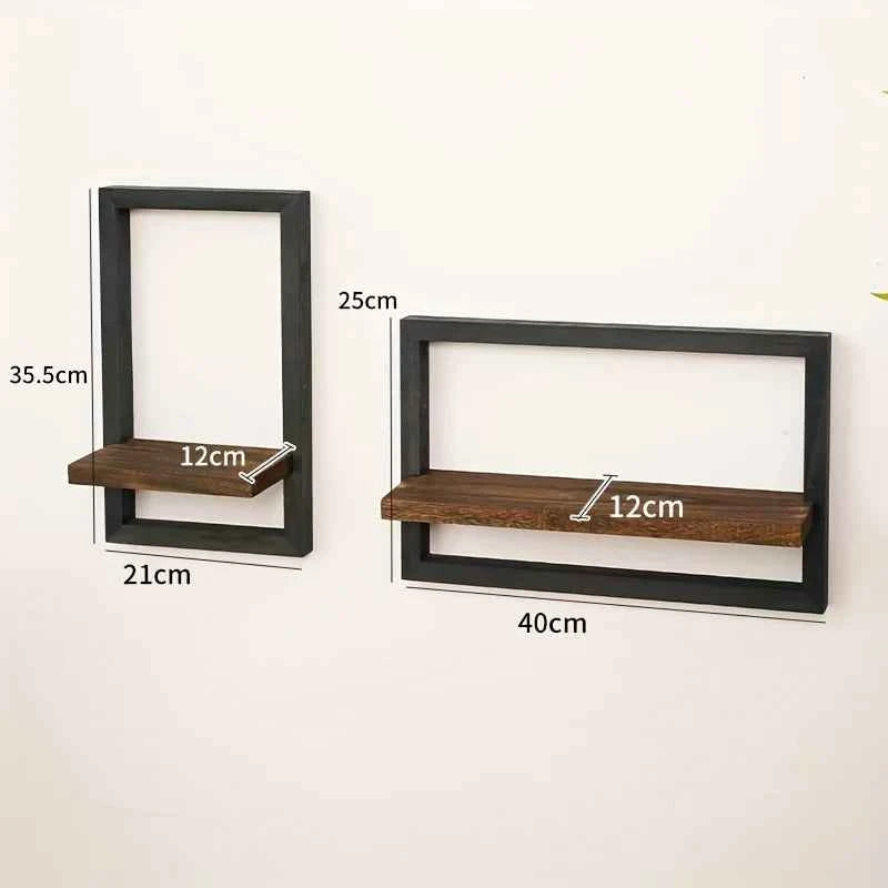 Rustic Wood Shelf Bracket - Wall Mounted Display Rack for Plants, Photos, Decor. Farmhouse Style.