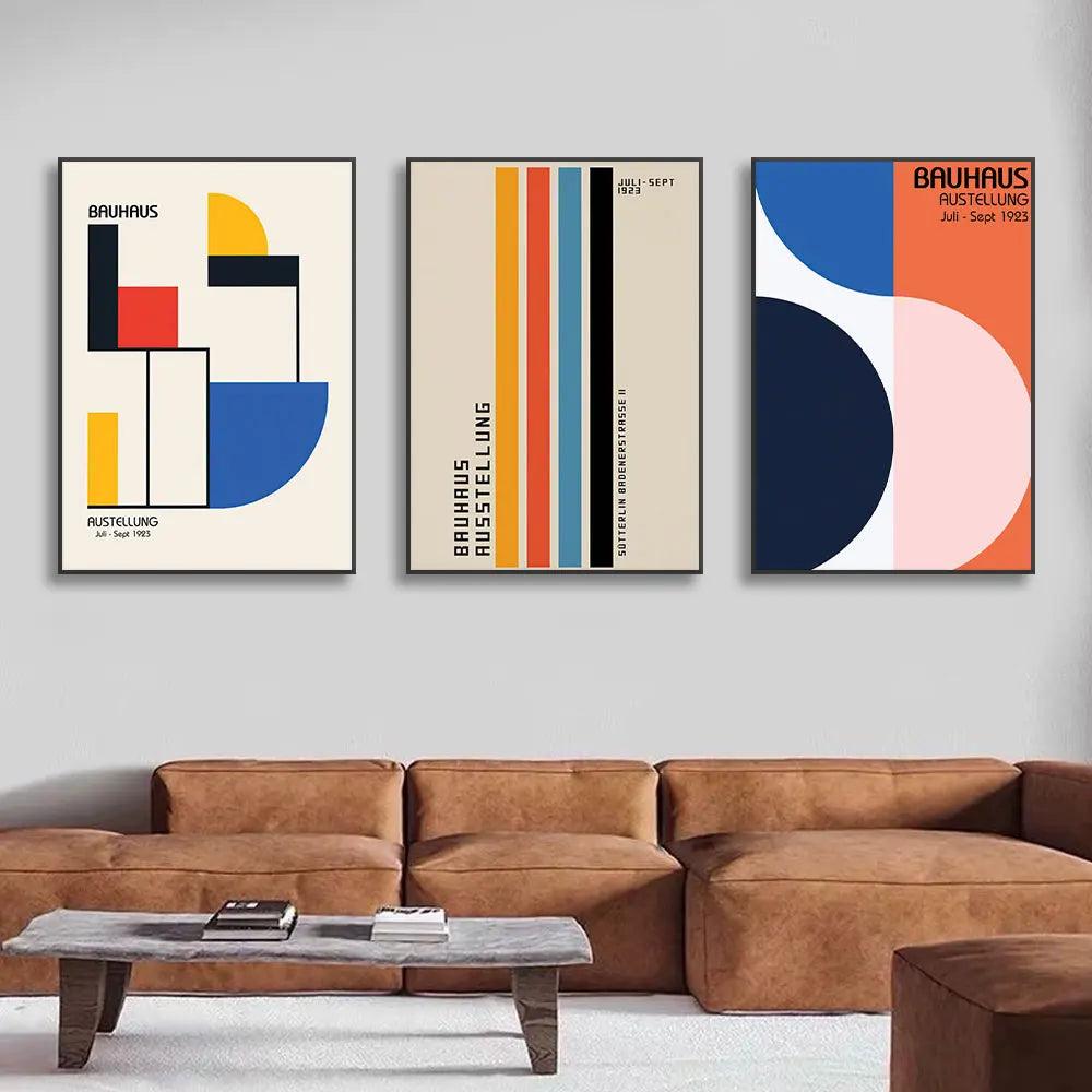 Bauhaus Geometry Canvas Art - Mondrian Gallery Wall Pop Art Poster for Living Room Decor
