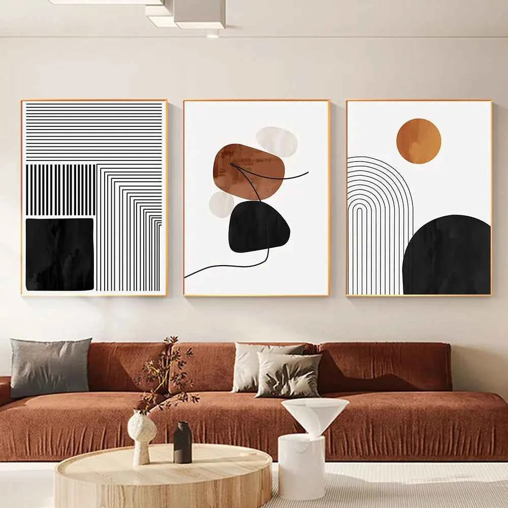 White Black Line Art Canvas Prints Geometry Abstract Wall Art Decorative Posters For Living Room Nordic Bedroom Decor Pictures