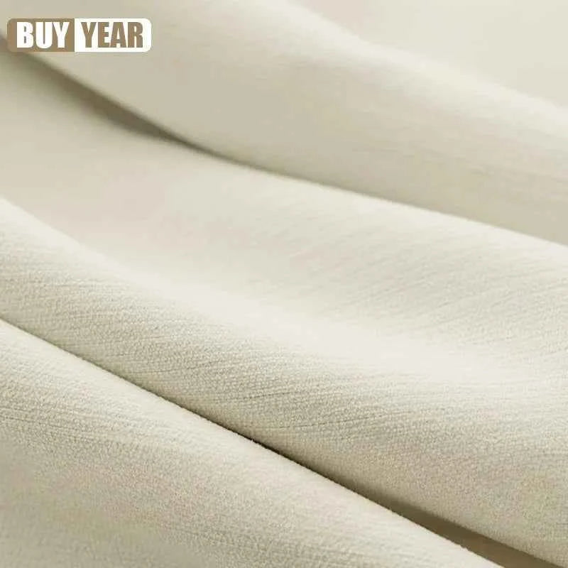 French Chenille Cream White Velvet Curtain Modern Simple Blackout Curtains for Living Dining room Bedroom Tulle Customization