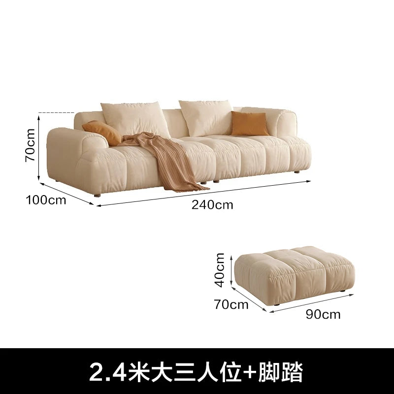 Nordic Minimalist Sofa 2 Seater Pillows Family Apartment Romantic Foot Stool Canape Living Room Furniture